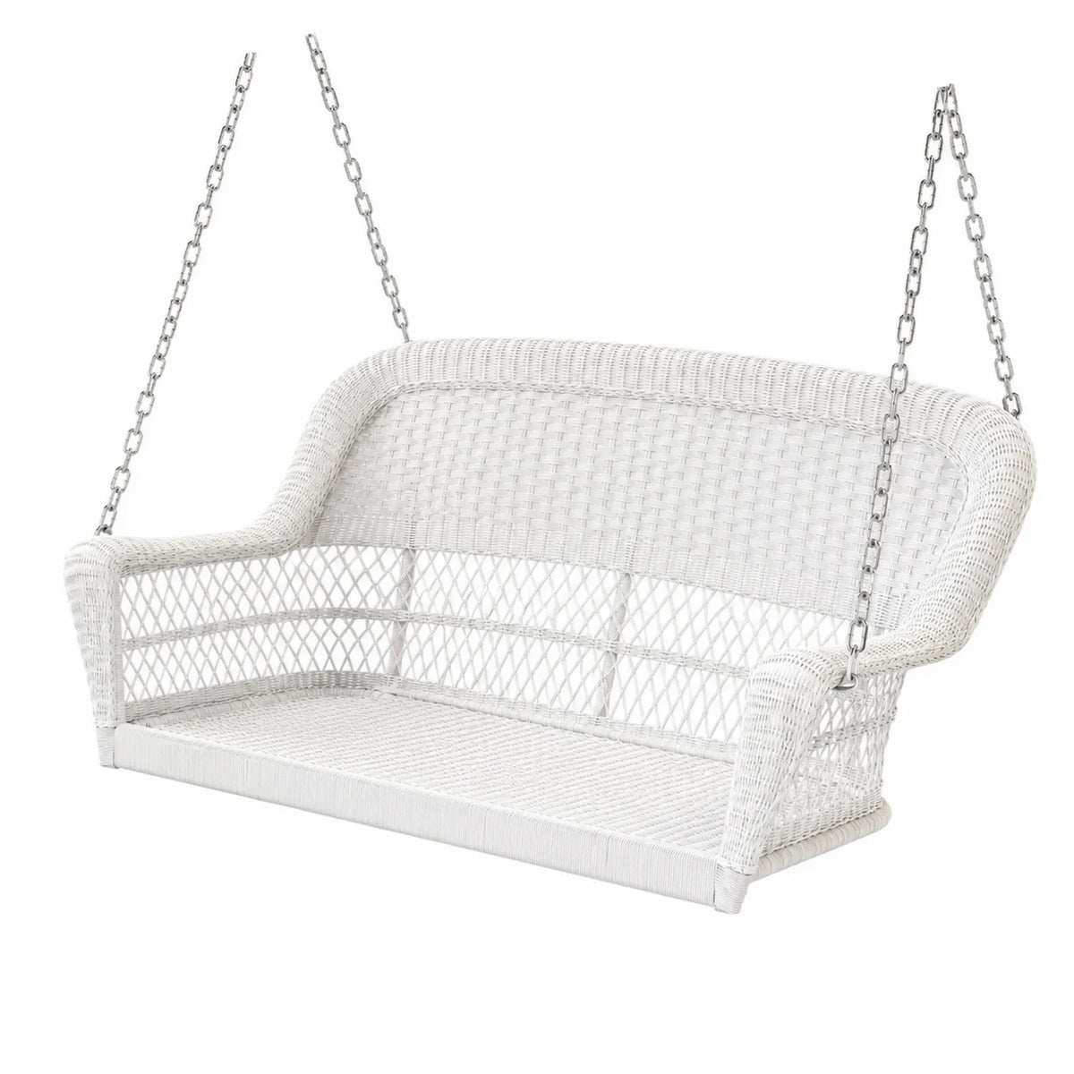 Dondolo da Giardino in Rattan Sintetico e Acciaio Bianco