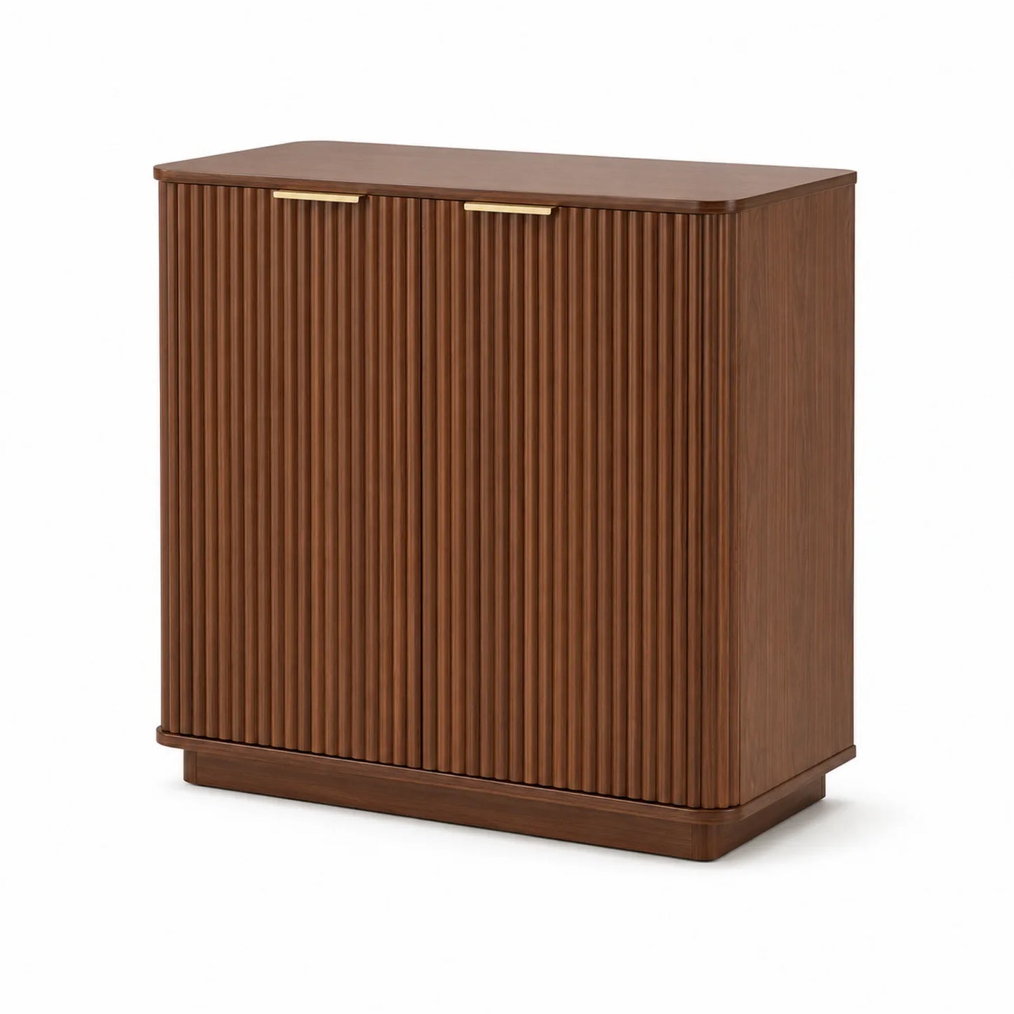 Credenza in legno di noce marrone con ante scanalate