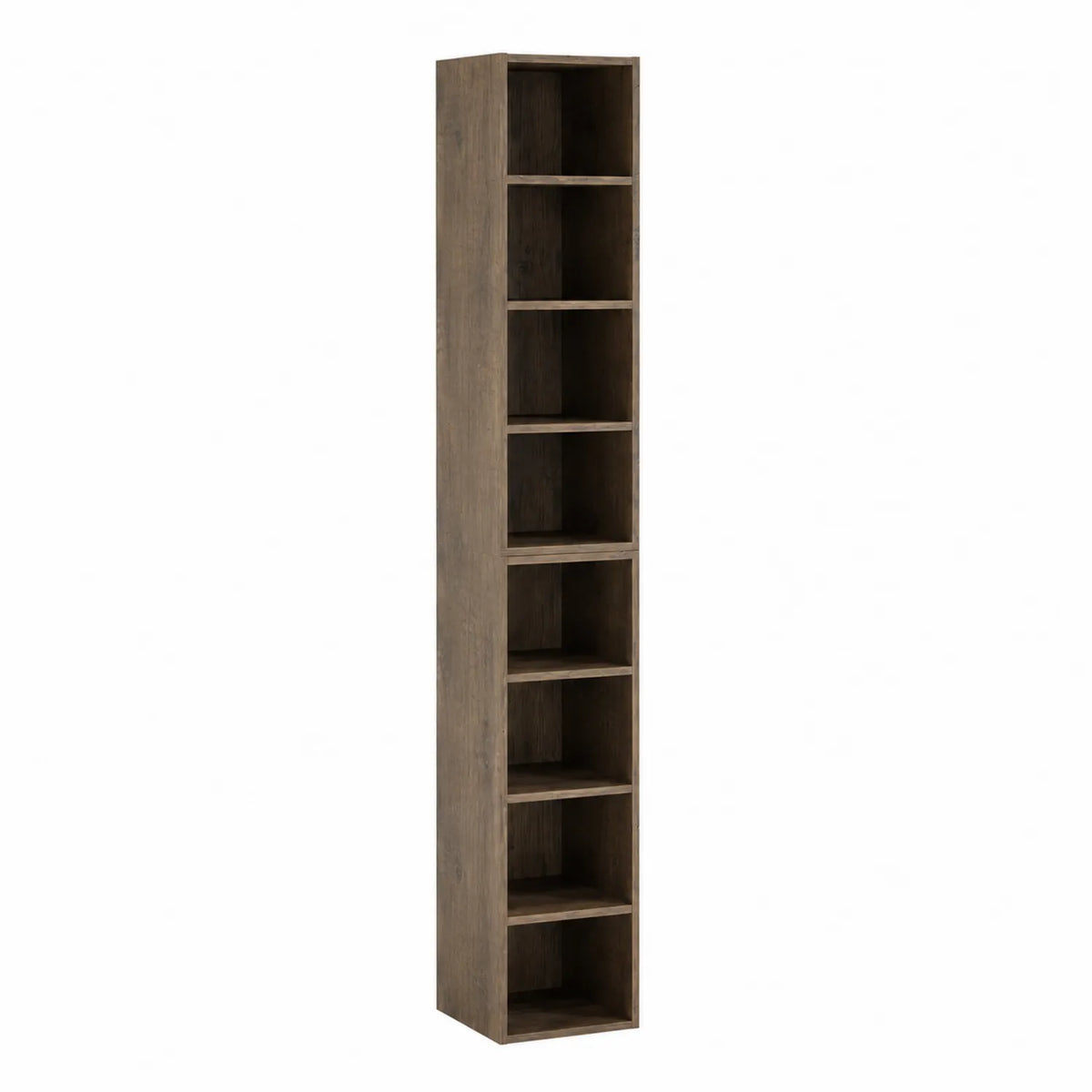 Libreria alta in legno marrone con 7 ripiani