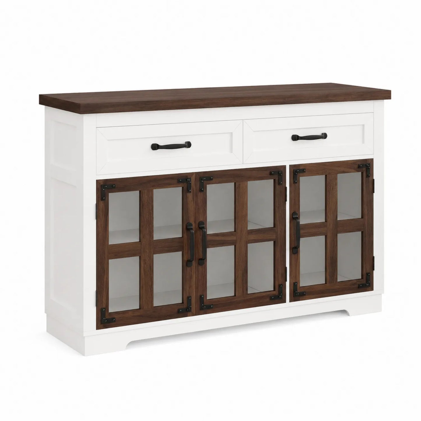Credenza in legno con ante in vetro temperato