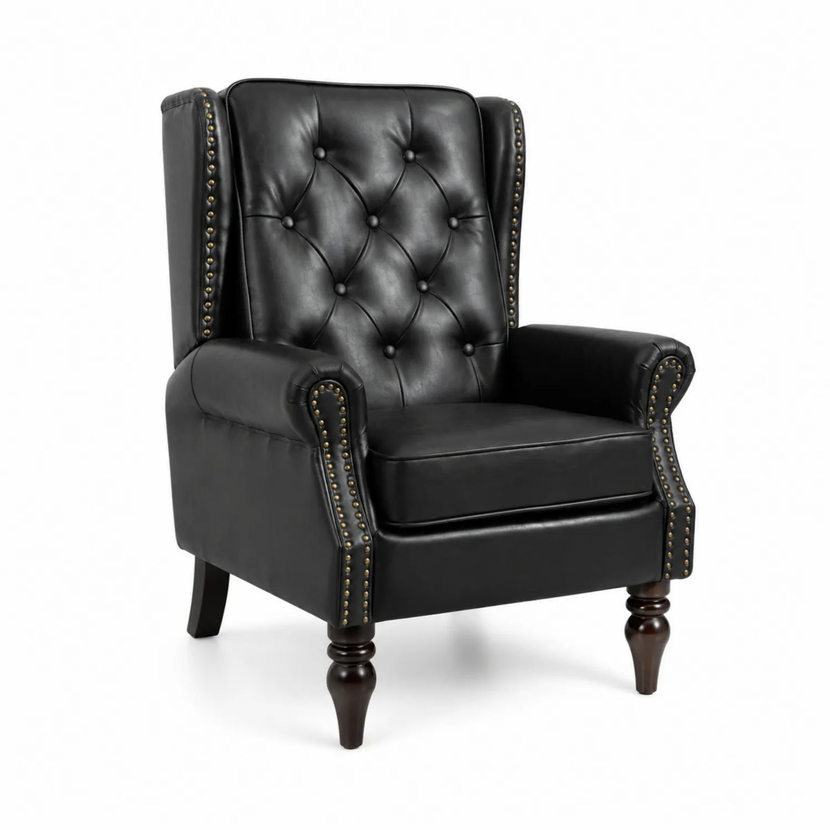 Poltrona in Pelle Nera con Borchie