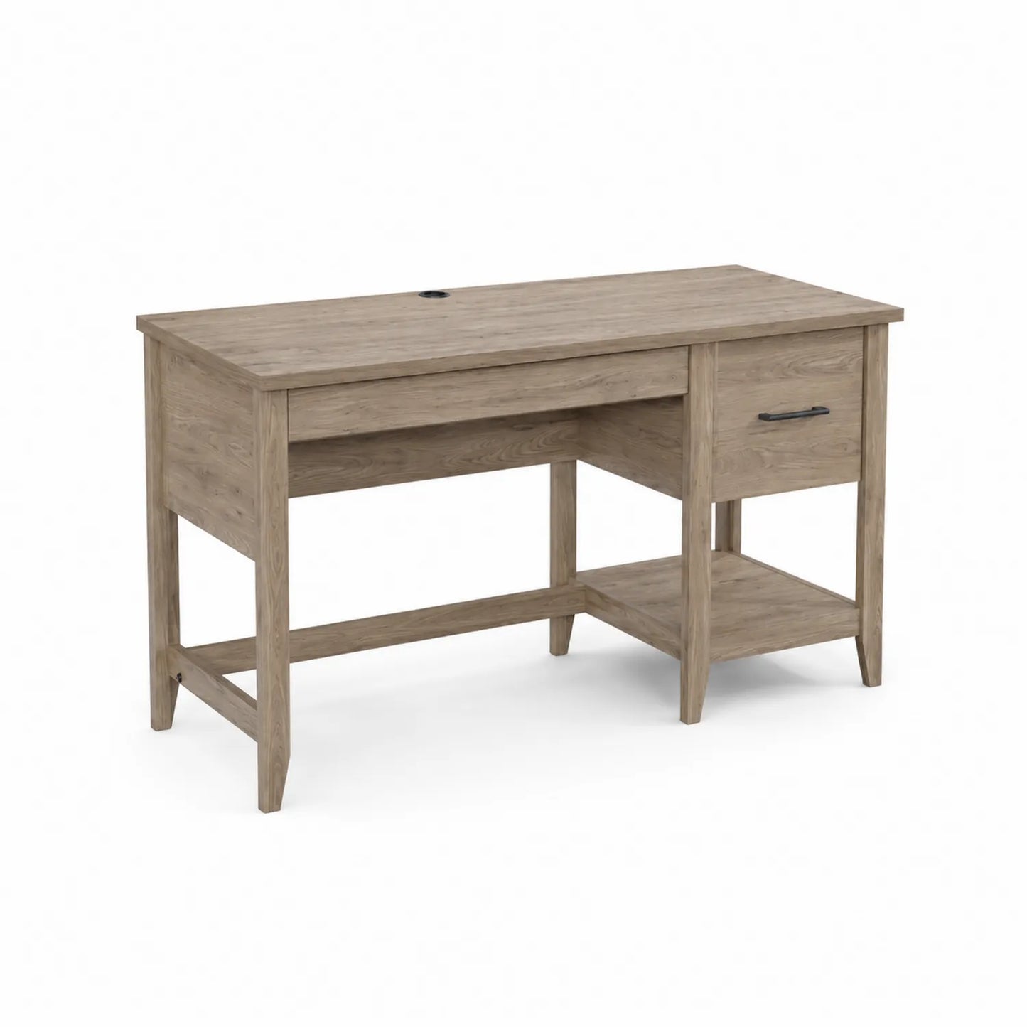 Scrivania in Legno Rovere con Cassetto e Ripiano