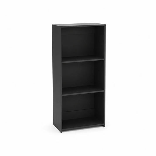 Scaffale a 3 Ripiani in Legno Nero 90x60x24 cm