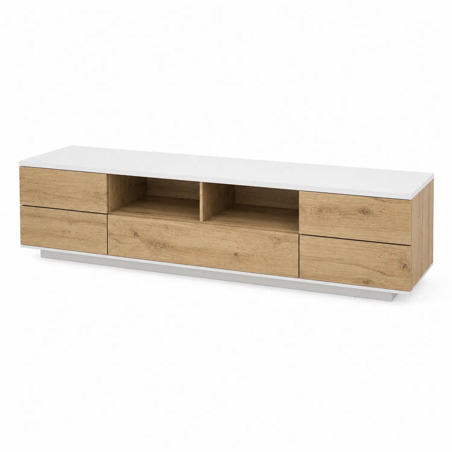 Mobile TV in legno e bianco con cassetti 150x40x45 cm
