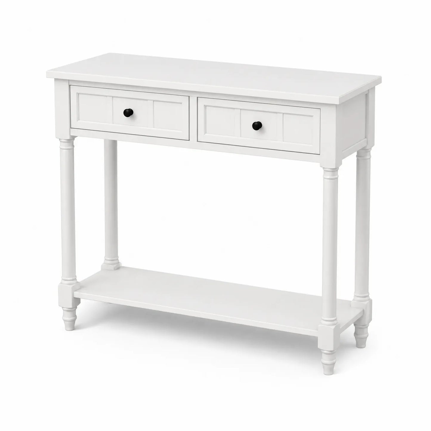 Consolle in legno massello bianco con cassetti 100x35x80 cm