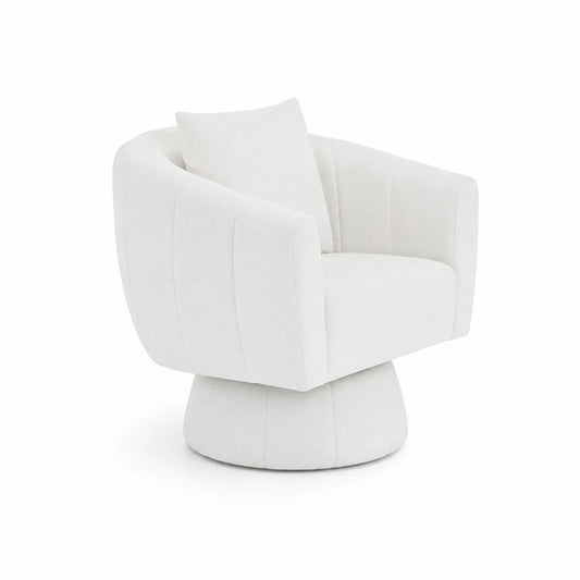 Poltrona Girevole in Tessuto Bianco