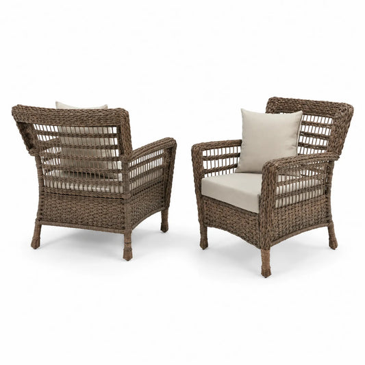 Set di 2 Poltrone da Esterno in Rattan Sintetico con Cuscini