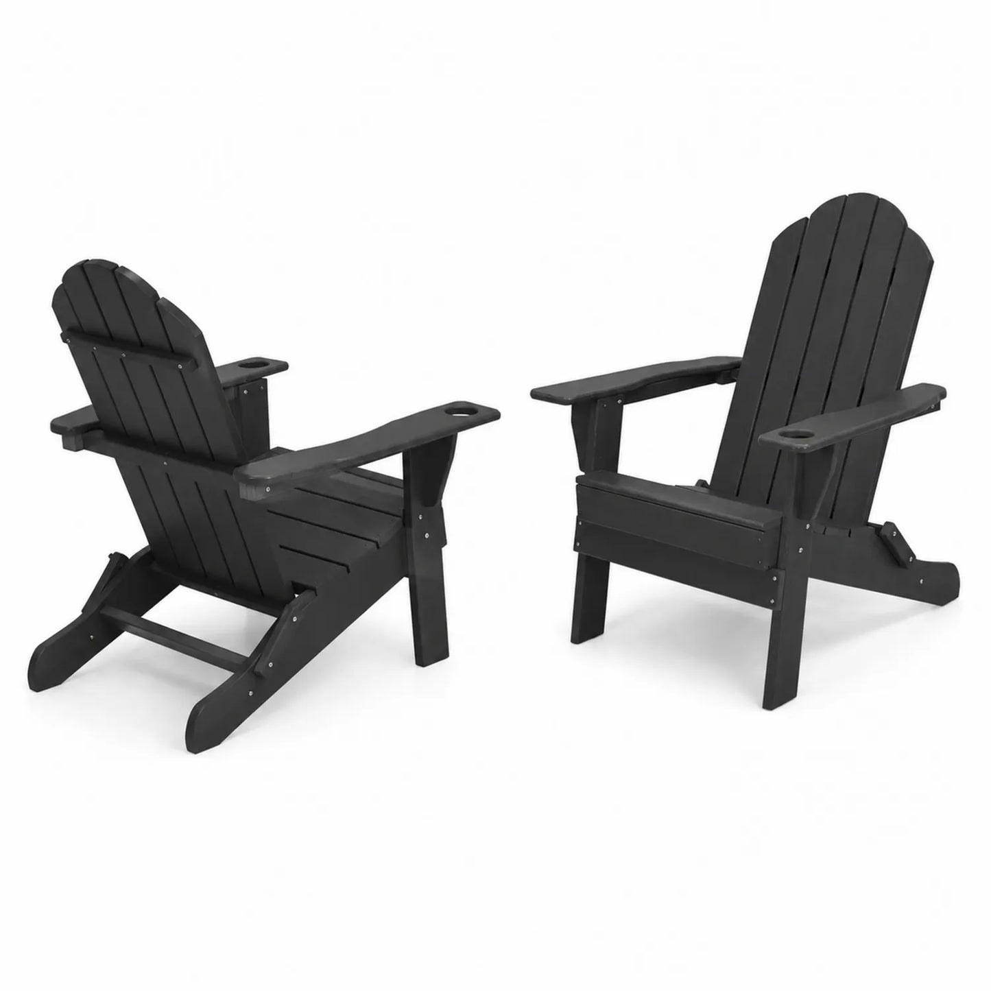 Set 2 Sedie Adirondack in Legno Nero per Esterno