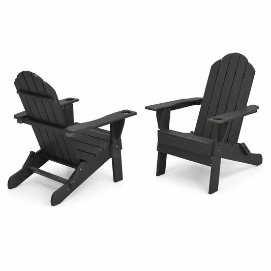 Set 2 Sedie Adirondack in Legno Nero per Esterno