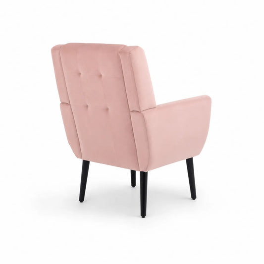 Poltrona in Velluto Rosa con Gambe in Metallo