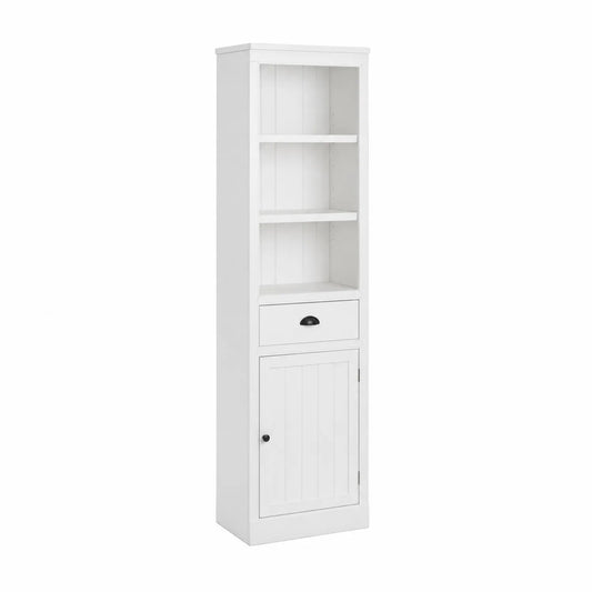 Libreria in MDF Bianco con Cassetto e Anta 180x40x30 cm