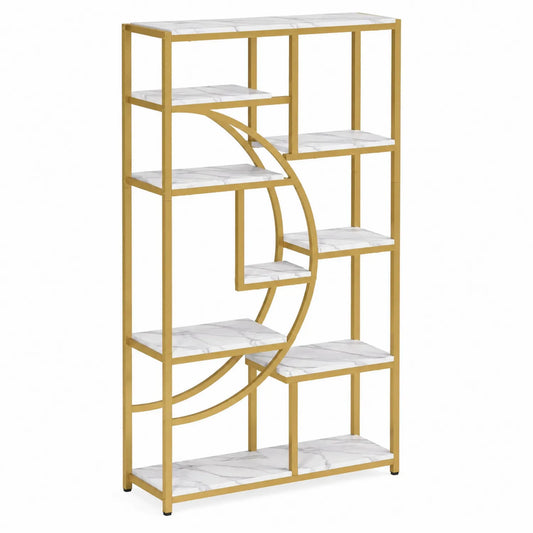 Scaffale in Metallo con Ripiani Effetto Marmo