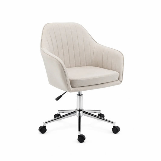 Sedia da Ufficio in Metallo e Tessuto Beige