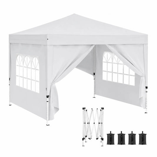 Gazebo pieghevole in tessuto poliestere 3x3m con finestre
