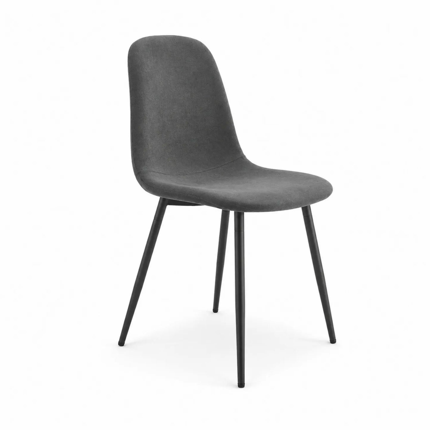 Sedia in tessuto grigio con gambe in metallo nero