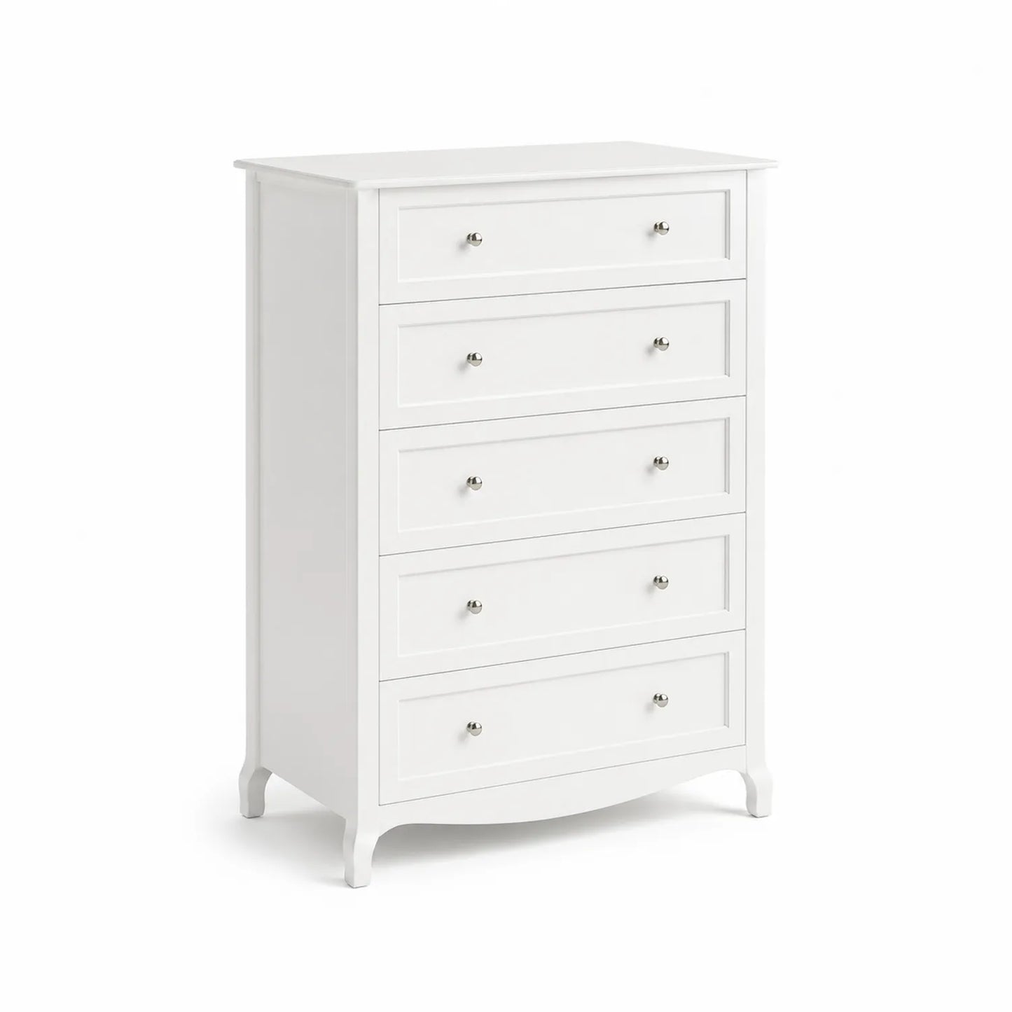 Cassettiera in Legno MDF con 5 Cassetti Bianco 80x40x120 cm