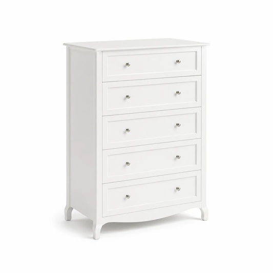 Cassettiera in Legno MDF con 5 Cassetti Bianco 80x40x120 cm