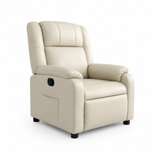 Poltrona Reclinabile in Pelle Sintetica Beige