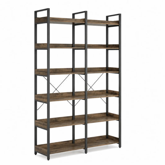 Scaffale a 5 ripiani in legno e metallo 180x120x30 cm