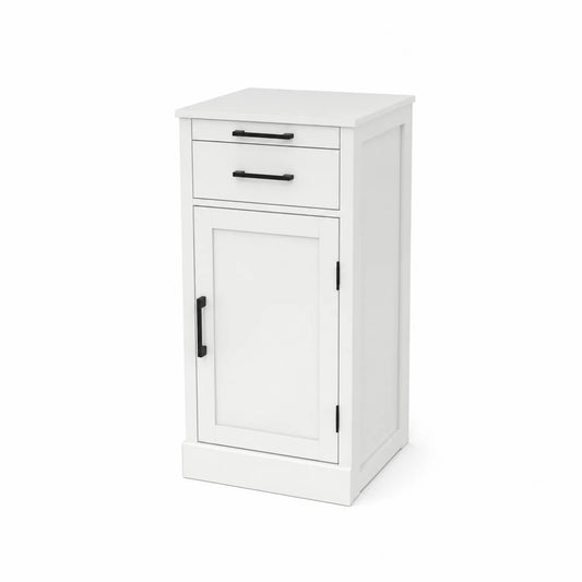 Credenza da cucina in legno bianca con cassetto e porta