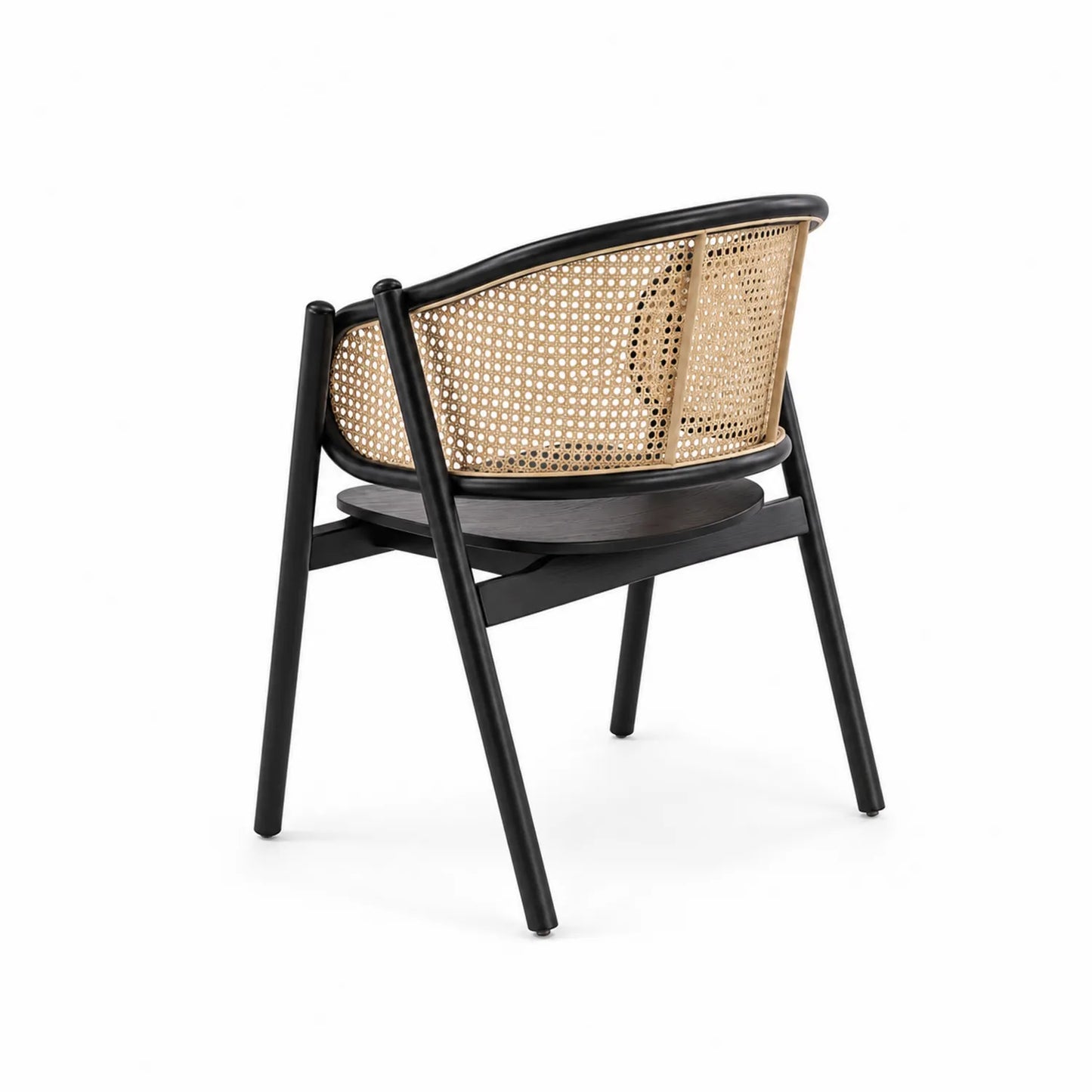 Sedia in Legno di Frassino e Rattan Naturale Nero