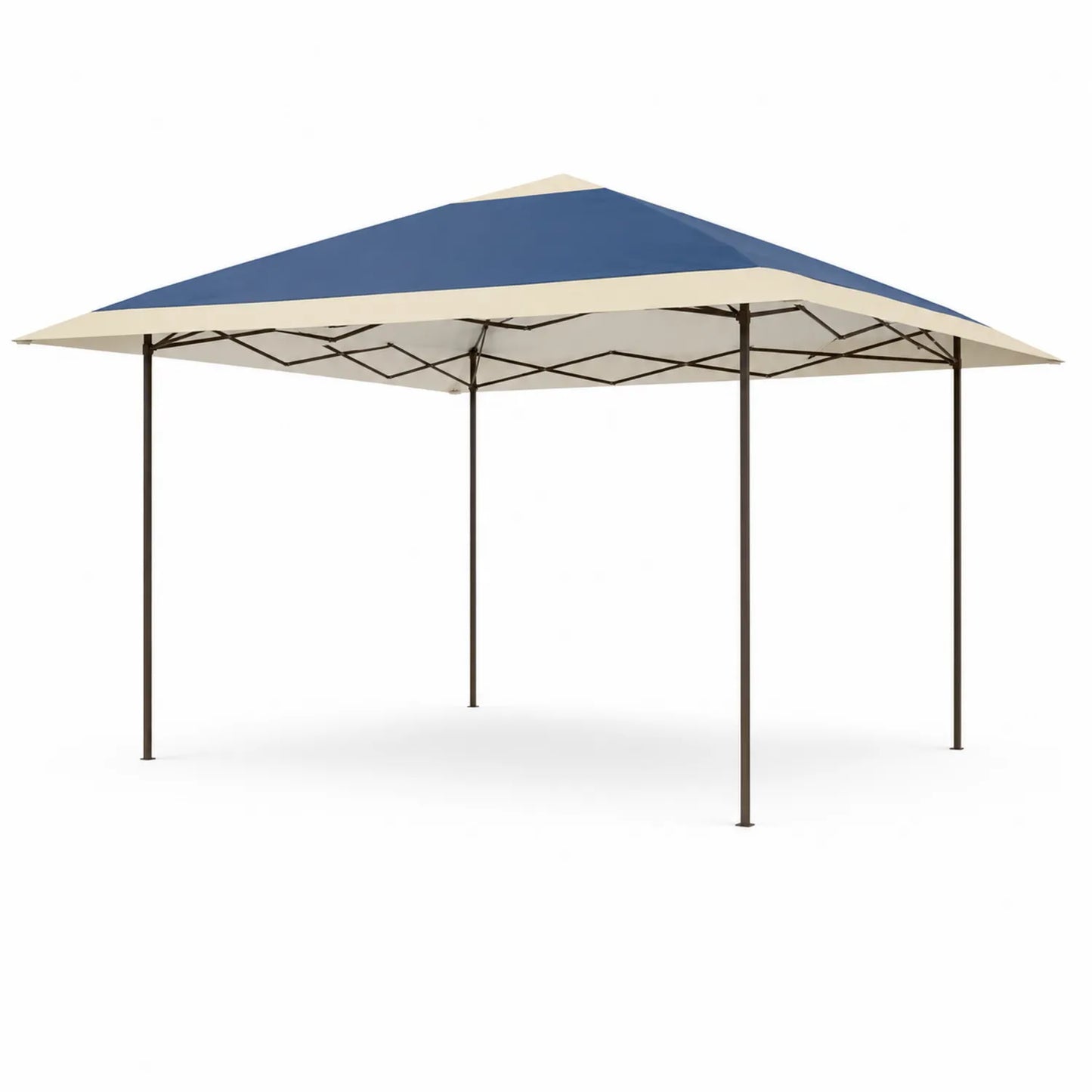 Gazebo da Giardino in Acciaio con Tetto in Poliestere Blu e Beige