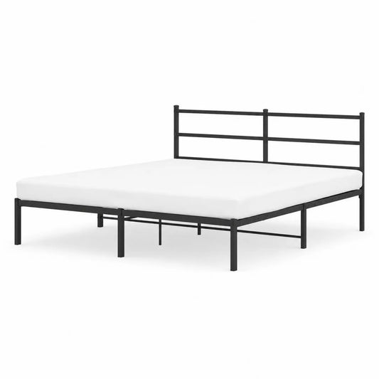 Letto matrimoniale in metallo nero con materasso 200x160 cm