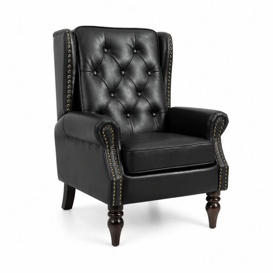 Poltrona in Pelle Nera con Borchie