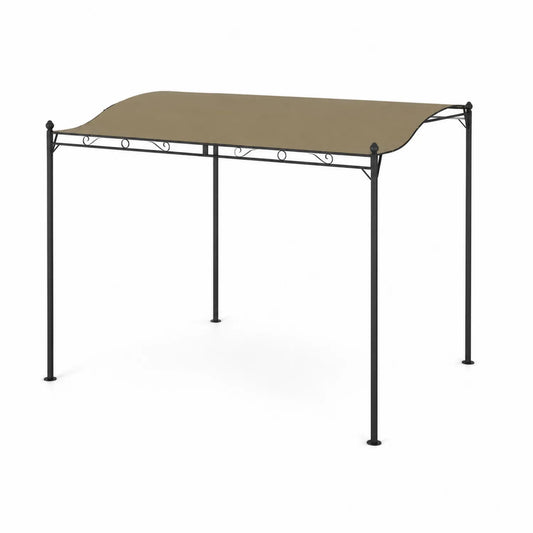 Gazebo da Giardino in Acciaio con Copertura in Tessuto Beige 3x2 m