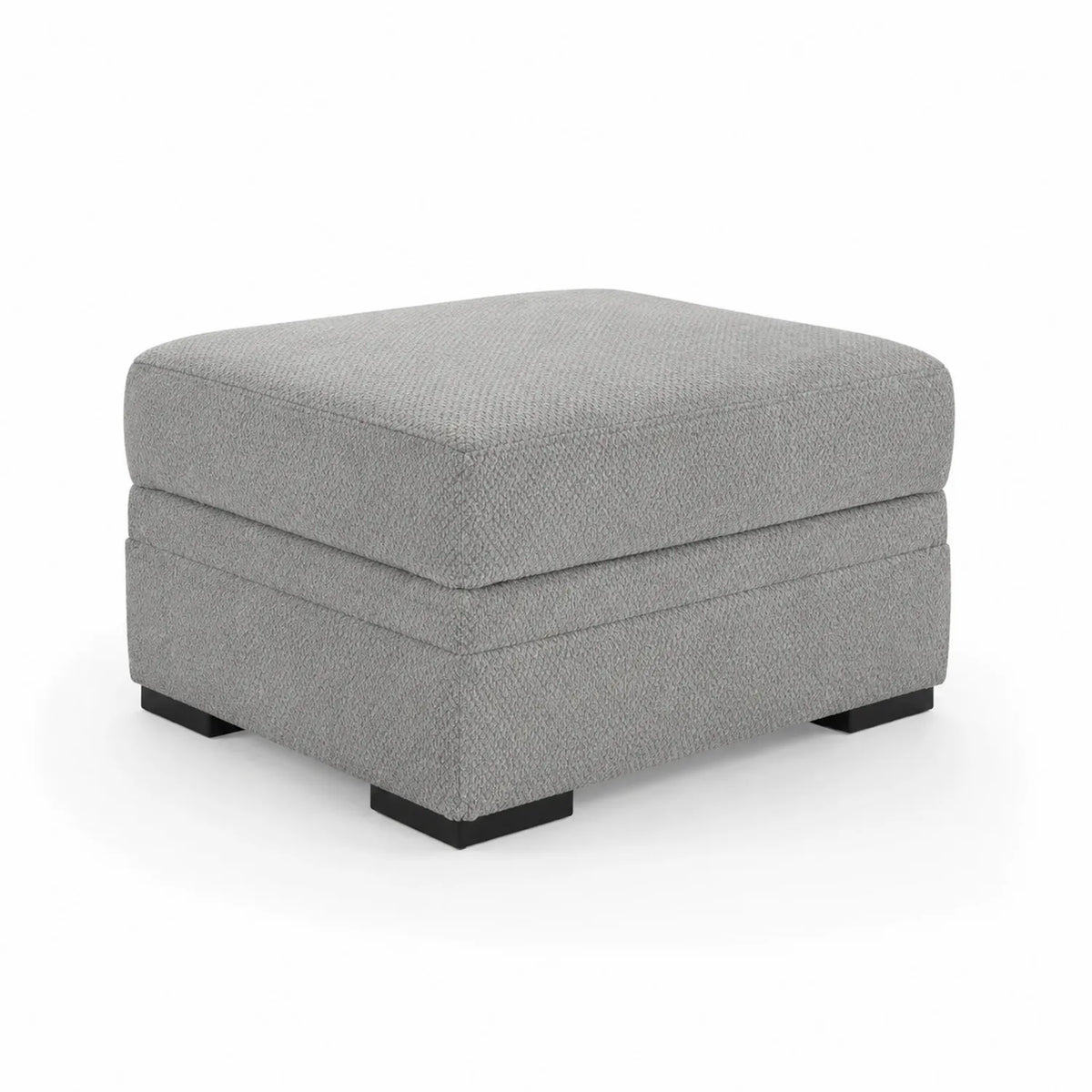 Pouf in tessuto grigio con piedi in legno
