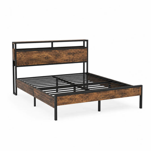 Letto Matrimoniale Metallo e Legno MDF 200x160 cm