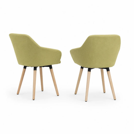 Set di 2 Sedie in Tessuto con Gambe in Legno